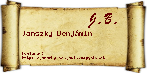 Janszky Benjámin névjegykártya