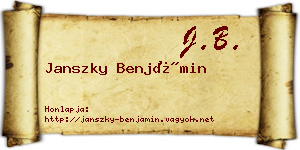 Janszky Benjámin névjegykártya